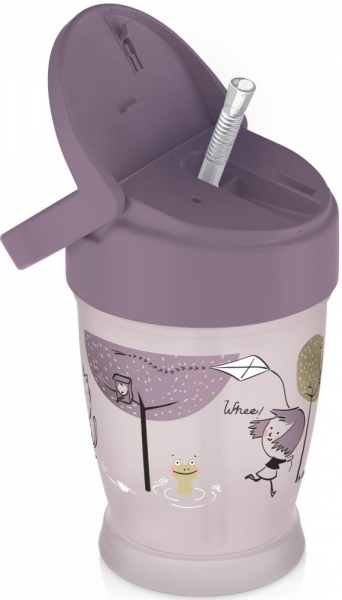 Lovi hrnček so slamkou Lovely Girl - Junior, 12m +, ružový / bordo, 250ml