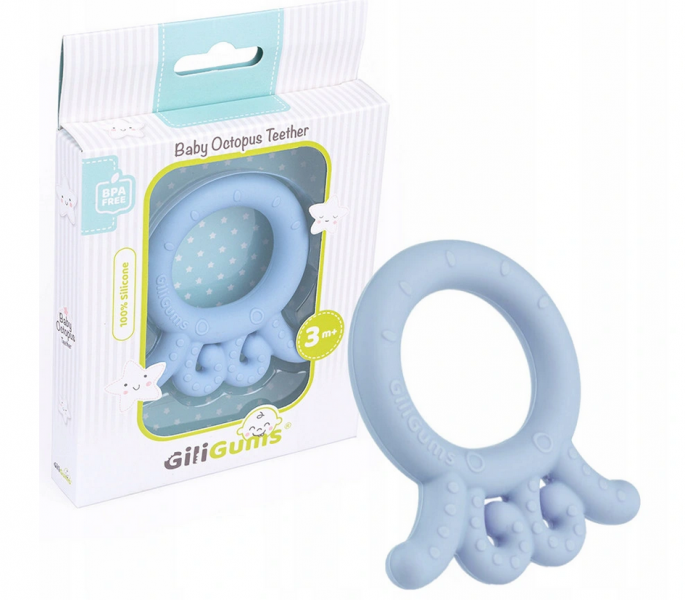 GiliGums Detské hryzátko Baby Octopus Teether, 3m+, sv. modrá, 1 ks