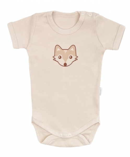 Mamatti Dojčenské body kr. rukáv, Baby Fox - béžová, veľ. 80