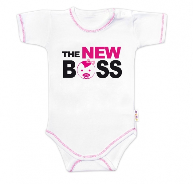 Body krátky rukáv s vtipným textom Baby Nellys, The New Boss, veľ. 80, holka