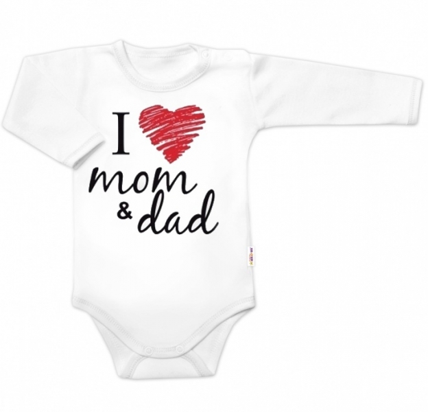 Body dlhý rukáv Baby Nellys, I love mom & dad, veľ. 86, unisex