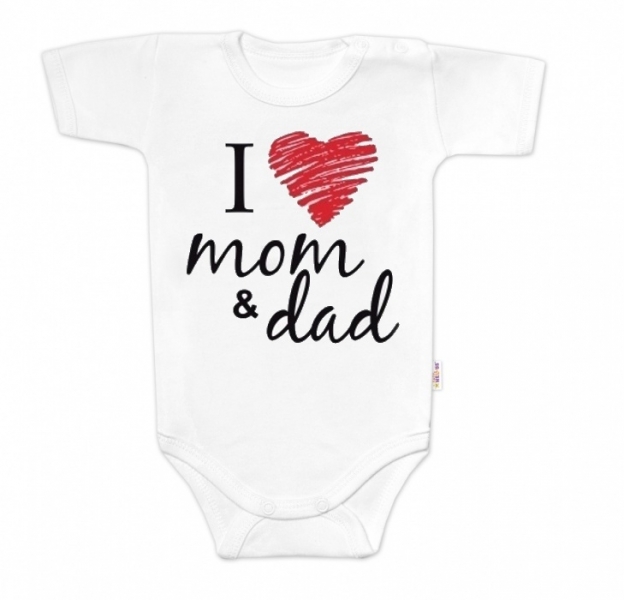 Body krátky rukáv Baby Nellys, I love mom & dad, unisex, veľ. 74