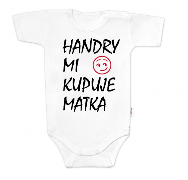 Body krátky rukáv Handry mi kupuje matka, Baby Nellys, biele, veľ. 86