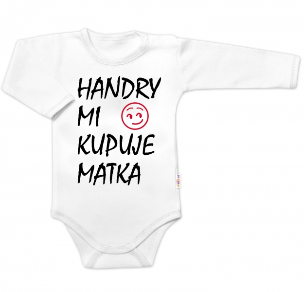 Body dlhý rukáv Handry mi kupuje matka, Baby Nellys, biele, veľ. 74