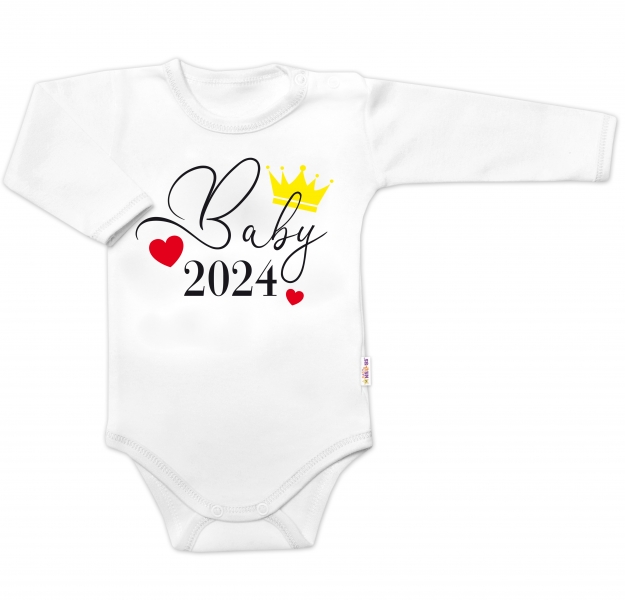 Body dlhý rukáv Baby 2024, Baby Nellys, biele, veľ. 62