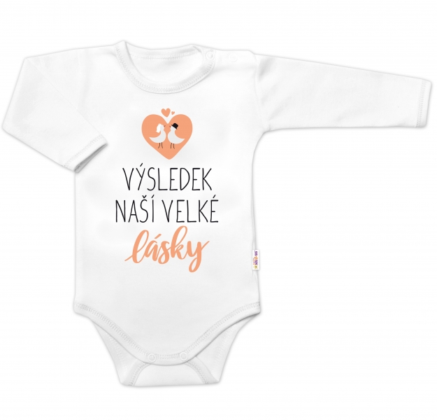 Body dlhý rukáv, Výsledek naší velké lásky, Baby Nellys, biele, veľ. 80