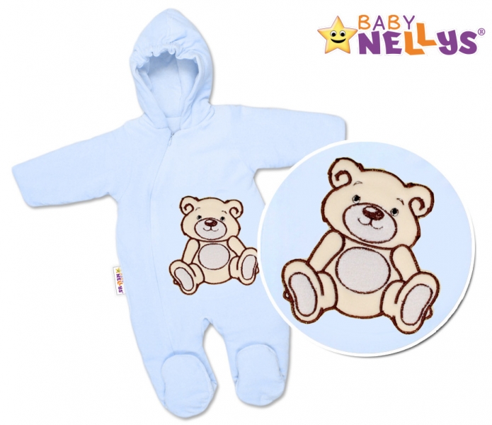 BABY NELLYS Kombinézka/overal Medvedík Teddy - modrá